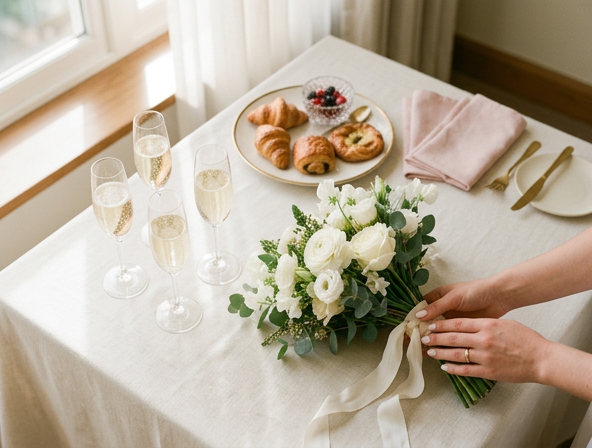 Bridal party hands with manicures